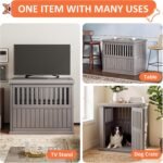 Fancyango Heavy Duty Dog Crate Furniture Lockable Indoor Outdoor Kennel & End Table for Small/Large Dogs Decorative Plastic Pet Crate (Grey, 39.4" L x 28.4" W x 32.6" H) - Image 4