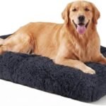 JOEJOY Large Dog Bed Crate Pad, Deluxe Plush Washable Dog Beds Fulffy Soft Kennel Pad Anti-Slip Pet Sleeping Mat for Extra Large Medium Small Dogs, 40″ x 27″, Dark Grey