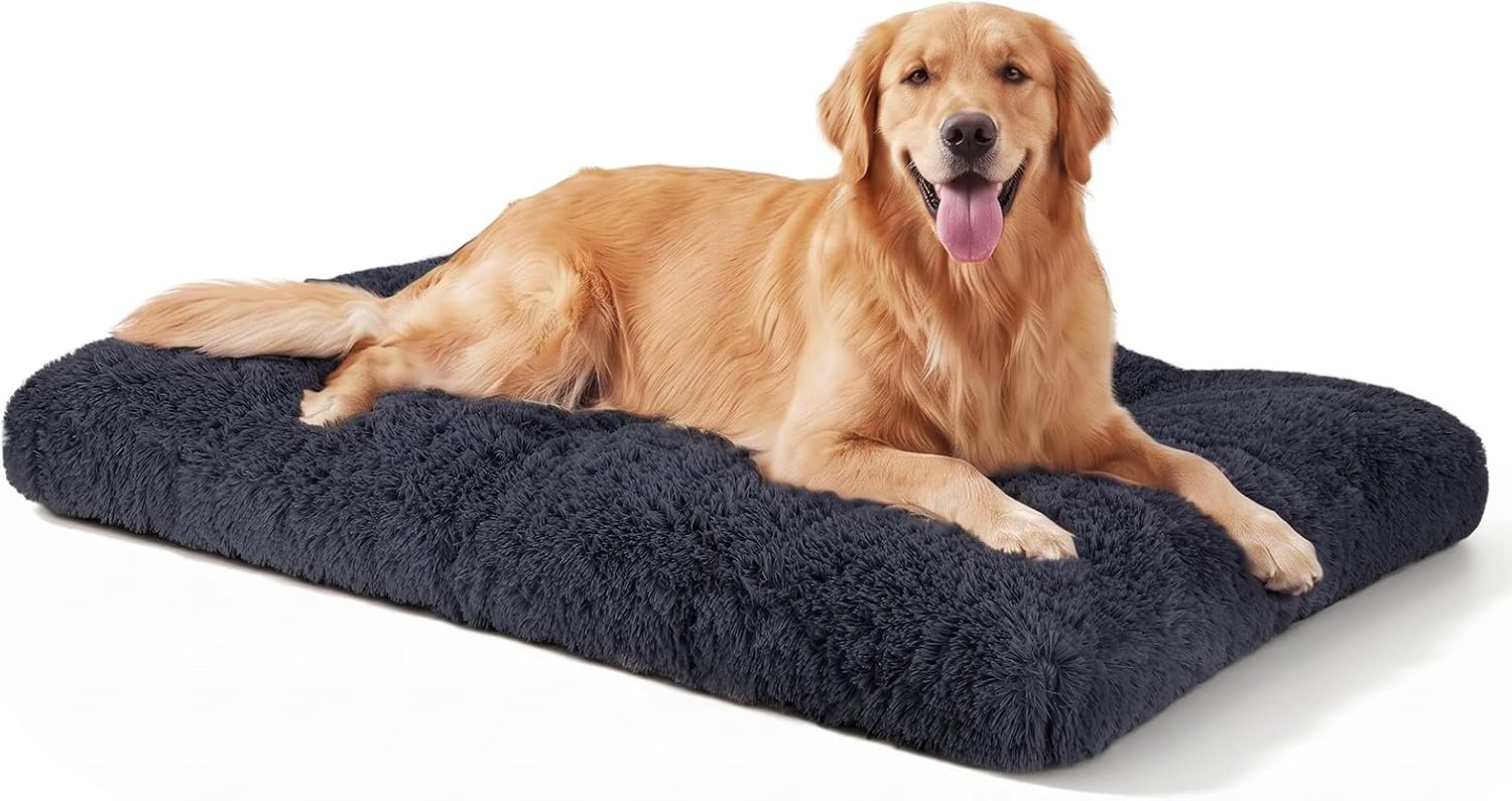 JOEJOY Large Dog Bed Crate Pad, Deluxe Plush Washable Dog Beds Fulffy Soft Kennel Pad Anti-Slip Pet Sleeping Mat for Extra Large Medium Small Dogs, 40″ x 27″, Dark Grey JOEJOY Large Dog Bed Crate Pad, Deluxe Plush Washable Dog Beds Fulffy Soft Kennel Pad Anti-Slip Pet Sleeping Mat for Extra Large Medium Small Dogs, 40″ x 27″, Dark Grey