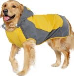 IECOii Hooded Dog Raincoat,Reflective Large Dog Rain Poncho,Ensure Safety in Low - Light Conditions, Adjustable Fit with Magic Sticker,Lightweight Waterproof Pet Rain Coat,Yellow,XXL