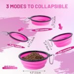Dog Bowl Pet Collapsible Bowls, 2 Pack Collapsible Dog Water Bowls for Cats Dogs, Portable Pet Feeding Watering Dish for Walking Parking Traveling with 2 Carabiners (Pink+Purple, Medium) - Image 3
