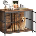 HOOBRO 38.6″ Dog Crate Furniture, Wooden Dog Kennel Indoor, Heavy Duty Dog Cage for Small/Medium Dog, Decorative Side End Table, Rustic Brown and Black BF100GW03