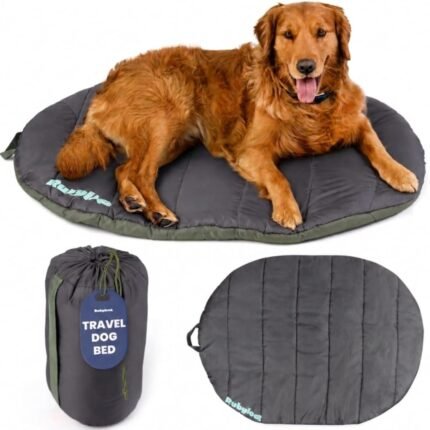 Travel Dog Bed, 42x30in, Foldable & Packable with Carry Bag, Black