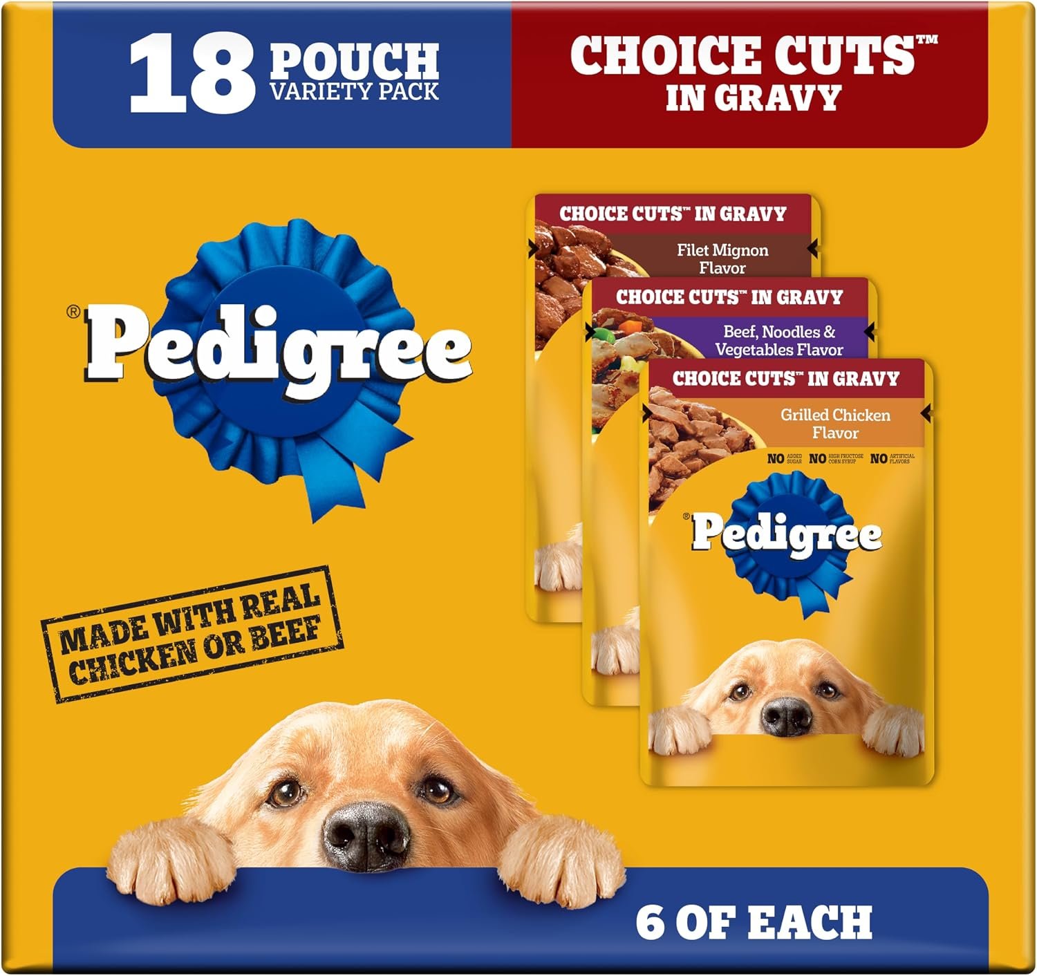 Pedigree Choice Cuts Wet Dog Food Pouch, Protein Variety, 3.5 oz, 18 Count Pedigree Choice Cuts Wet Dog Food Pouch, Protein Variety, 3.5 oz, 18 Count
