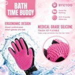 BYETOO Pet Dog Cat Grooming Glove with 261Tips,Gentle Deshedding Brush Glove,Efficient Pet Hair Remover Mitt,Massage Tool with Enhanced Five Finger Design,for Dog,Cat,Rabbit,Horse with Long/Short Fur - Image 5