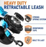 20.1 ft Retractable Dog Leash for Dogs 10–100 lbs - Heavy Duty Tape Leash with Strong Nylon Tape - 360° Swivel Control - One-Click Brake & Lock - Ergonomic Non-Slip Grip for Safe & Easy Daily Walks BL - Image 5