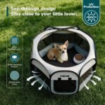 Dog Playpen, Portable Cat Playpen Crate Indoor for Dogs Cats Rabbits, Foldable Small Animal Guinea Pigs Bunny Cage Enclosure for Outdoor, Pop Up Dogs Cats Tent Kennel with Carrying Case, Grey - Image 6