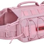 ONETIGRIS Dog Backpack for Medium & Large Dogs, Nylon Backpack for Dogs Tactical Pet Backpack with Side Pockets for Hiking Walking Training Running (Pink, Medium)