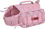 ONETIGRIS Dog Backpack for Medium & Large Dogs, Nylon Backpack for Dogs Tactical Pet Backpack with Side Pockets for Hiking Walking Training Running (Pink, Medium)