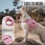 ONETIGRIS Dog Backpack for Medium & Large Dogs, Nylon Backpack for Dogs Tactical Pet Backpack with Side Pockets for Hiking Walking Training Running (Pink, Medium) - Image 4