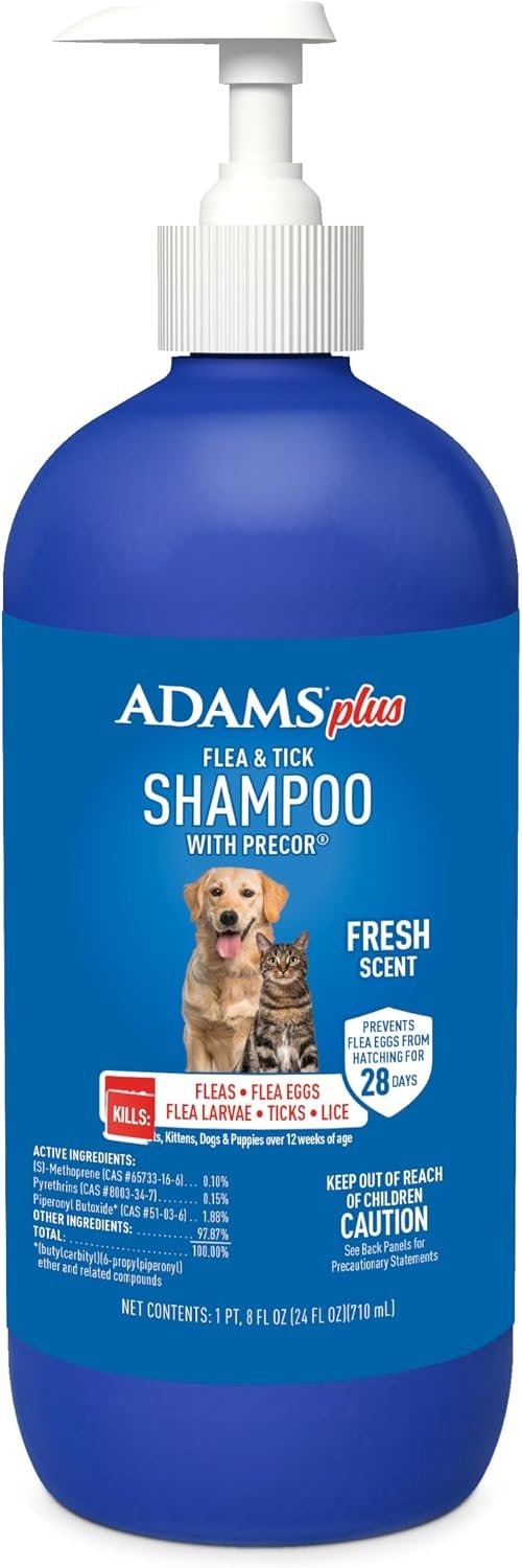 ADAMS Plus Flea & Tick Shampoo with Precor for Dogs & Cats, 24 oz ADAMS Plus Flea & Tick Shampoo with Precor for Dogs & Cats, 24 oz