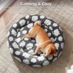 JOEJOY Jacquard Donut Round Dog Beds Medium Sized Dog,Grey 30x30x8in, Removable Washable Cover, Cute Pattern, Ultra Soft Fluffy Calming Pet Bed with Thick Supportive Bolster - Image 5