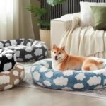 JOEJOY Jacquard Donut Round Dog Beds Medium Sized Dog,Grey 30x30x8in, Removable Washable Cover, Cute Pattern, Ultra Soft Fluffy Calming Pet Bed with Thick Supportive Bolster - Image 6