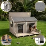 Extra Large Outdoor Dog House with Balcony, Weatherproof House for 2 Dogs - Image 4