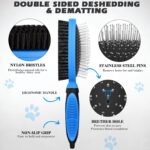 2PCS Pet Grooming Tools - Double-Sided Brush for Shedding and Bathing, Suitable for Short/Long Haired Dogs Cats and Horses, Deshedding Dog Brush, Mane & Tail Combs for Horses - Pet Supplies (Blue) - Image 4