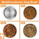 2-in-1 Metal Dog Bowl with Slow Feeder Insert, Stainless Steel Dog Bowls Food Grade 304, Water Food Bowl with Anti-Slip Silicone Base for Small, Medium, Large Breed Dogs - Image 5