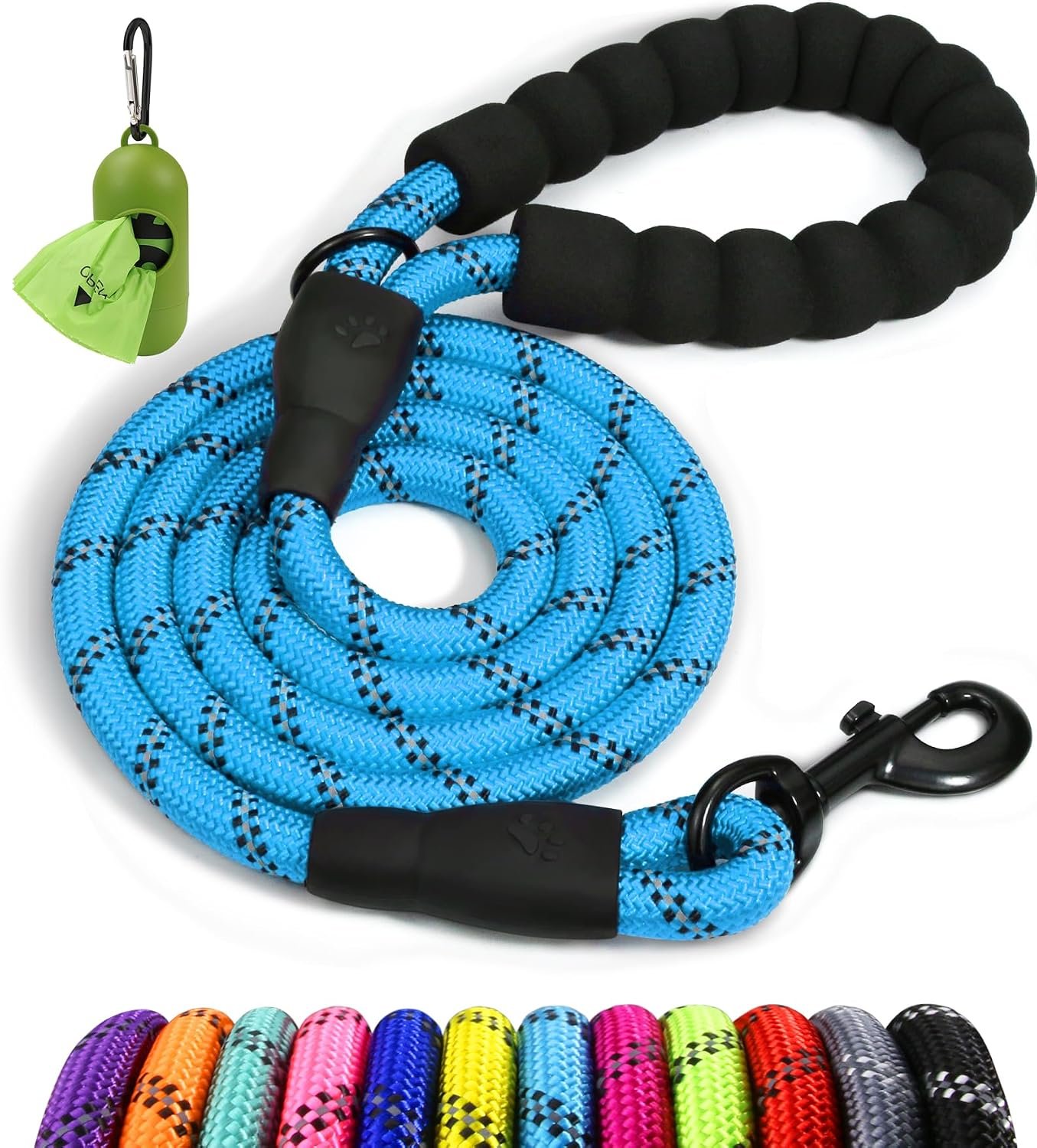 Taglory Rope Dog Leash for Medium Large Dogs, 6 FT Padded Handle, Blue Taglory Rope Dog Leash for Medium Large Dogs, 6 FT Padded Handle, Blue