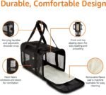 Amazon Basics Airline Approved Soft-Sided Mesh Pet Travel Carrier with Shoulder Strap, Removable Washable Fleece Pad, Top Opening, Ventilation for Dog, Cat, up to 22 pounds, 19.7Lx12Wx12H in., Black - Image 3