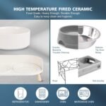 Elevated Ceramic Dog Bowl Set - Double Dog Feeding Bowls with Stand Splash Proof - Raised Dishes for Food and Water - Ideal for Small to Medium Dogs - 2 x 720 ml - 11.3 oz - White - Image 3