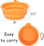 PROLOSO 9 Pcs Collapsible Dog Bowl Foldable Expandable Silicone Cup Dish for Pet Cat Food Water Feeding Portable Travel Bowl with Carabiner - Image 5