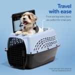 Petmate Two Door Plastic Pet Kennel for Small Dogs and Cats, 24in, Blue - Image 3