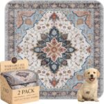 Washable Pee Pads for Dogs,Great Urine Absorbent Reusable Puppy Training Pads,Waterproof,Leak-Proof & Non-Slip Potty Pads for Whelping,Crate,Playpen,Bed.(Blue Floral,48″x48″)