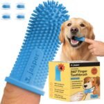 Jasper Dog Toothbrush, 360° Finger Toothbrush for Dogs & Cats, Blue 4-Pack