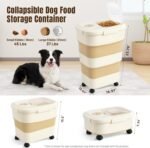 ZOMISIA 40-50lbs Collapsible Dog Food Storage Container with Wheels, Khaki - Image 2