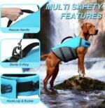 VIVAGLORY Dog Life Vest Sports Style Dog Swim Vest, M, Blue - Image 4