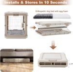 ZOMISIA Collapsible Dog Crate with Bed Mat, 28'' Dog Kennel for Medium Dogs - Image 5