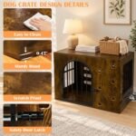 32 Inch Dog Crate Furniture for Small Medium Dogs, Brown - Image 2