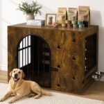 32 Inch Dog Crate Furniture for Small Medium Dogs, Brown - Image 4