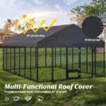 10x14FT Outdoor Dog Kennel with Roof and Feeding Door - Image 5
