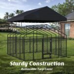 10x14FT Outdoor Dog Kennel with Roof and Feeding Door - Image 6