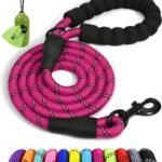 Taglory Rope Dog Leash for Medium Large Dogs, 6 FT Padded Handle, Hotpink