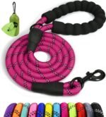 Taglory Rope Dog Leash for Medium Large Dogs, 6 FT Padded Handle, Hotpink