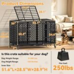 Snuowu 54 Inch Heavy Duty Dog Crate with Wheels, Metal Big Dog Cage for Large and Medium Dogs, Extra Large XL XXL Indestructible Dog Crate with Removable Tray. - Image 3