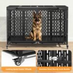 Snuowu 54 Inch Heavy Duty Dog Crate with Wheels, Metal Big Dog Cage for Large and Medium Dogs, Extra Large XL XXL Indestructible Dog Crate with Removable Tray. - Image 4