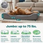 FurHaven Orthopedic Dog Bed for Large Dogs, Luxe Lounger Contour Mattress with Solid Orthopedic Foam Slab for Joint Support, Removable Washable Cover, Jumbo XL, Plush Suede, Gray - Image 3