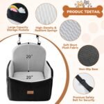 Dog Car Seat for Medium/Small Dogs, Dog Booster Car Seat, Pet Booster Seats Up to 40lbs with Waterproof Layer, 3 Storage Pockets and Safety Belt (Black/Grey) - Image 6