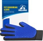 Pet Hair Removal Glove with 255 Silicone Tips for Dogs & Cats, Right Blue