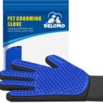 Pet Hair Removal Glove with 255 Silicone Tips for Dogs & Cats, Right Blue