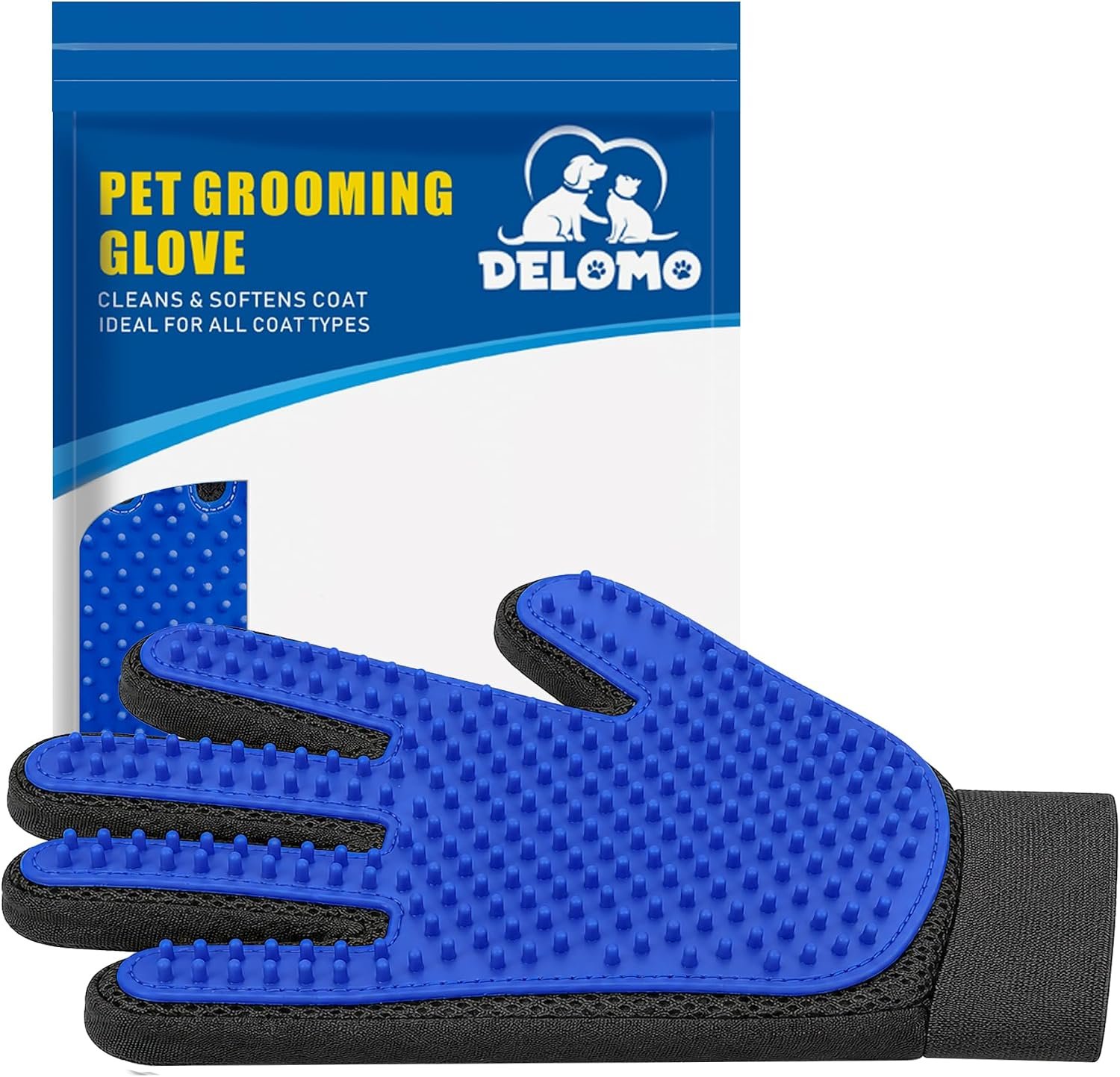 Pet Hair Removal Glove with 255 Silicone Tips for Dogs & Cats, Right Blue Pet Hair Removal Glove with 255 Silicone Tips for Dogs & Cats, Right Blue