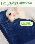 KSIIA Orthopedic Dog Bed for Large Dogs with Waterproof Lining, Blue, 35x22 - Image 3