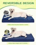 KSIIA Orthopedic Dog Bed for Large Dogs with Waterproof Lining, Blue, 35x22 - Image 4