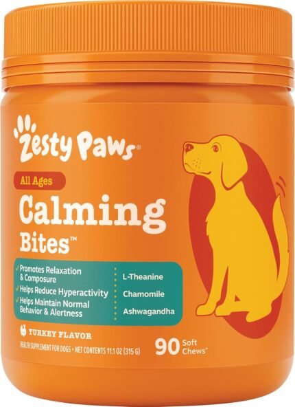 Zesty Paws Calming Chews for Dogs – Dog Calming Supplement – Turkey 90ct