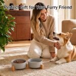 MateeyLife Ceramic Dog and Cat Bowls with Stand, 1.7Cup Dog Bowls Set,Grey - Image 7