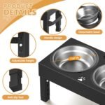 Elevated Dog Bowls Stand Large Breed, Height Adjustable Raised Dog Bowls Holder with 2 Stainless Steel Food Bowls for Small, Medium and Large Canine，Black - Image 5