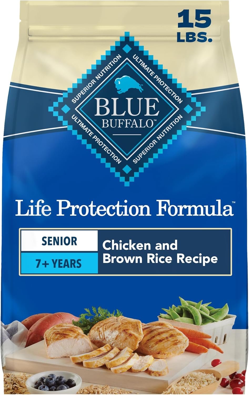 Blue Buffalo Life Protection Formula Chicken Senior 7+ Dry Dog Food, 15 lb Blue Buffalo Life Protection Formula Chicken Senior 7+ Dry Dog Food, 15 lb