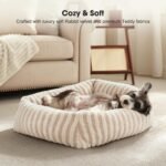 MIXJOY Dog Bed Medium Size Dog, Washable Medium Dogs Bed with Removable Cover, Soft Rectangle Pet Ded Fluffy Plush Faux Fur Pet Bed with Anti-Slip Bottom, 30"x30"x8", White - Image 3
